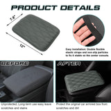 Gray Leather Wavy Shape Central Console Armrest Cover Seat Box Protect Decor 1pc