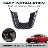 Carbon Fiber Pattern Steering Wheel Bottom Cover Trim For Honda Civic 11th 2022