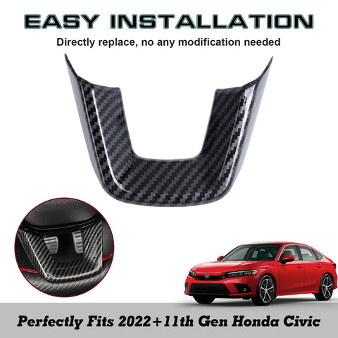 Carbon Fiber Pattern Steering Wheel Bottom Cover Trim For Honda Civic 11th 2022
