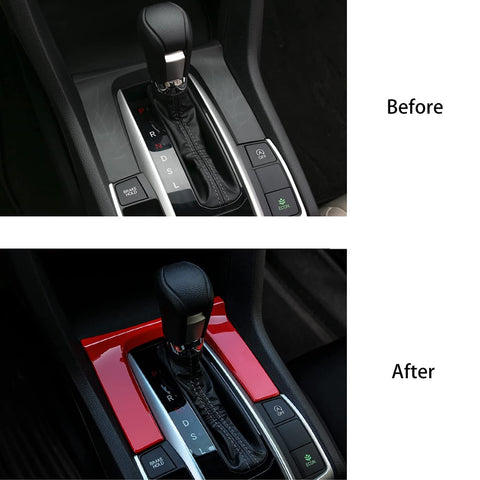 Glossy Red Gear Shift Box Overlay Frame Molding For Honda Civic 10th 2016-2021