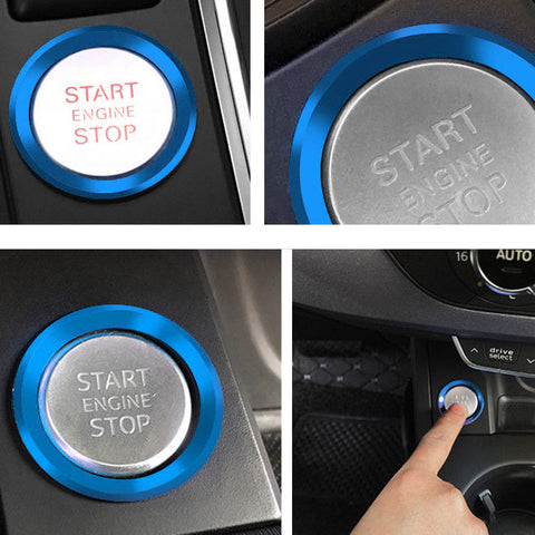 3D Metal Stainless Steel Keyless Engine Push Start Button Decor Trim Ring for Audi A4 A5 A7 Red/ Blue
