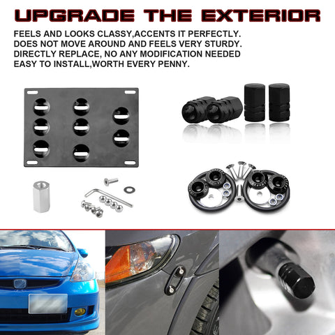 Tow License Plate + Air Valve Cap + Release Fastener For Honda Fit Insight CR-Z