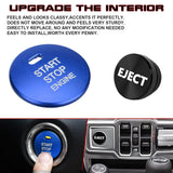 Blue Alloy Engine Start + Black Cigarette Eject Button Trim For Mazda 3 6 CX-3