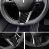 for Tesla Model 3 2017-2019 Carbon Fiber Interior Steering Wheel Cover Decal Decoration Overlay Sticker