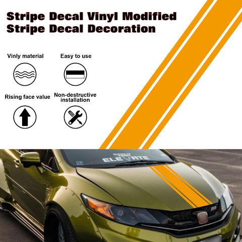3X Yellow KK Vinyl Front Hood Bumper Fender Trunk Stripe Sticker Decal For Car