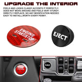 Red Carbon Engine + Black Cigarette Lighter Eject Button Trim For Chevrolet GMC