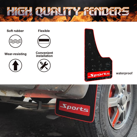 Front&Rear Sports Splash Guards Soft Rubber Mud Guard Universal Fit for Car 4PCS