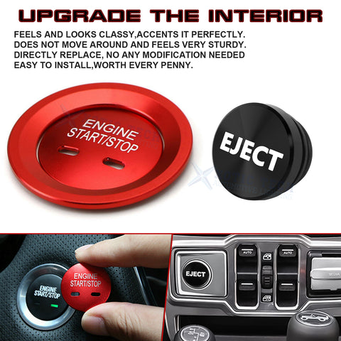 Engine Start + Black Cigarette Lighter Eject Button Trim For Chevrolet Cadillac