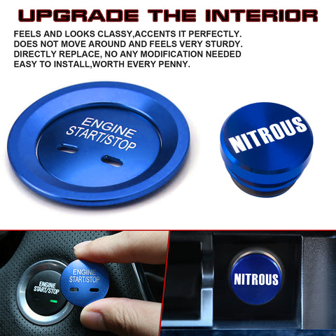 Blue Engine Start + Cigarette Lighter NITROUS Button Cover For Chevrolet Tahoe