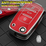 Key Fob Cover for VW Volkswagen Golf GTI Passat Beetle Tiguan Polo EOS Jetta MK1-MK6 3 Buttons,Soft TPU Full Protection Key Shell Case Smart Remote Entry,Red