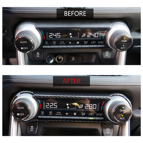 5pcs for Toyota RAV4 2019 2020 Interior Cover Trim ABS Carbon Fiber, AC Panel Frame Cover + Dashboard Air Vent Cover Molding + Glove Box Handle Cover Decor + Multifunction Button Frame Trim
