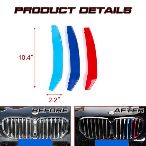 Tri color Front Kidney Grille Insert Decoration Trims For BMW G05 X5 2019-Up