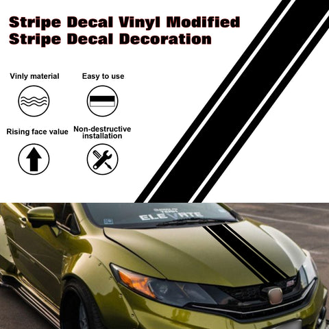 3X Black KK Vinyl Front Hood Bumper Fender Trunk Stripe Sticker Decal For Car