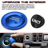 Blue Engine Start + Black Cigarette Lighter Eject Button Cover For Chevrolet GMC