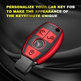 Full Protection Red Smart Key Fob Cover Case Shell w/Keychain For Mercedes Benz 3 Button