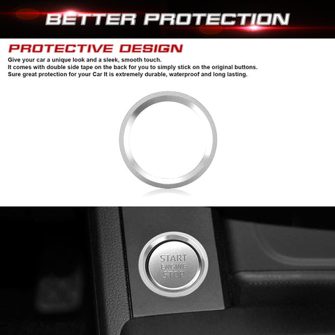 Aluminum Keyless Start Engine Stop Push Button Surrounding Ring Decoration Cover Trim Compatible with Audi A4 A5 A6 A7 Q5, etc (Silver)