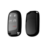 Glossy Black TPU Smart Key Remote Keyless FOB Shell Case W/ Keychain For Jeep Dodge Chrysler