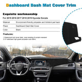 Center Console Dashboard Mat Pre-Cut Non-Slip Sunshield Sun Glare Protector Dash Carpet Pad Black Cover Compatible with Hyundai Sonata 2015-2019