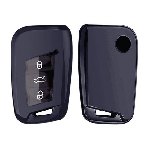 Purple Black Soft TPU Full Protect Remote Key Fob Cover For VW Passat Jetta 3/4 Button