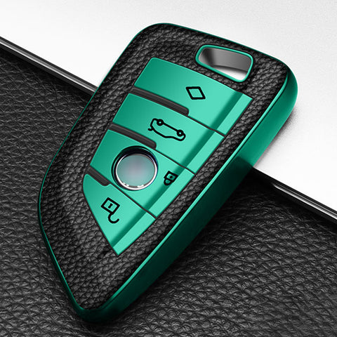 TPU Leather Green Remote Entry Key Fob Shell Case Cover For BMW 2 3 5 6 7 Series