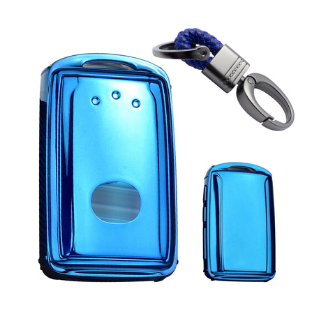 Blue Soft TPU Full Protect Remote Smart Key Fob Cover Case w/Keychain For Mazda 3 2019-2021