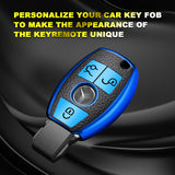 Full Protection Blue Smart Key Fob Cover Case Shell w/Keychain For Mercedes Benz 3 Button