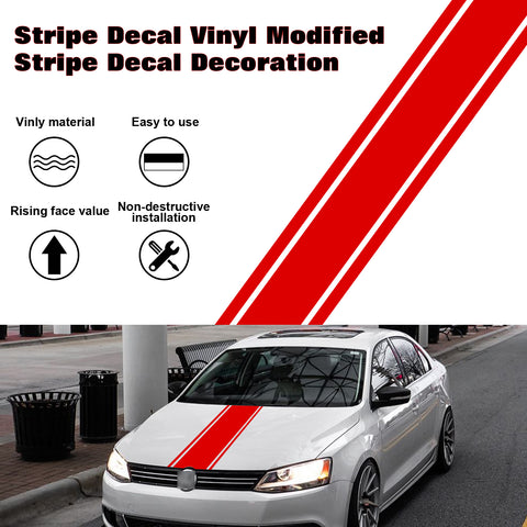 3X Red KK Vinyl Front Hood Bumper Fender Trunk Stripe Stickers Decals For Car