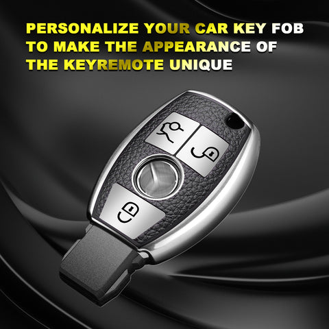Full Protection Silver Smart Key Fob Cover Case Shell For Mercedes Benz 3 Button