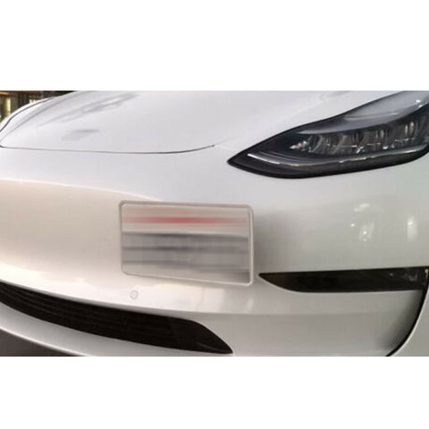 Set Black Front Bumper Tow Hook License Plate Mount Bracket Relocator Kit for Tesla Model 3 2017-up - No Drill