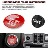 Carbon Fiber Engine Start + Black Cigarette Eject Button Trim For Ford Raptor