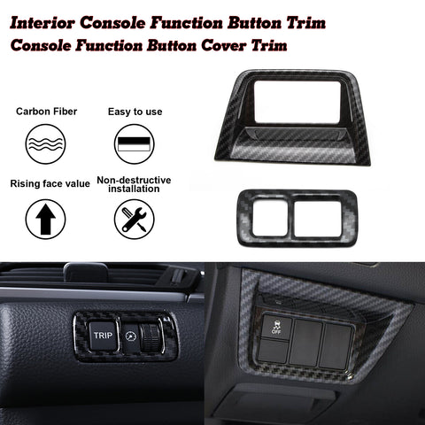 Console Control Function Button Panel & Fog Light Adjust Switch Button Cover Trim, Carbon Fiber Pattern, Compatible with Honda Accord 10th Gen 2018-2022
