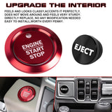 Red Alloy Engine Start + Black Cigarette Lighter Eject Button Trim For Ford F150