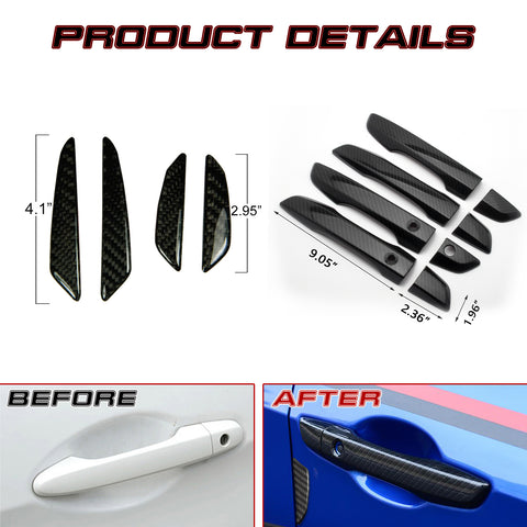 Carbon Fiber Style Smart Door Handle + Door Edge Guard Trim For Honda Civic 2016-2021