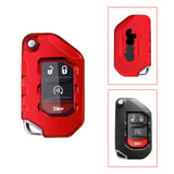 Red Soft TPU Remote Control Smart Key Fob Cover Case For Jeep Wrangler 2018-2021