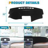 Center Console Dashboard Mat Pre-cut Non-Slip Sunshield Sun Glare Protector Dash Carpet Pad Black Cover Compatible with Toyota Camry 2007-2011
