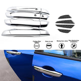 Chrome Silver Smart Door Handle + Door Edge Guard Cover Trim For Honda Civic 2016-2021