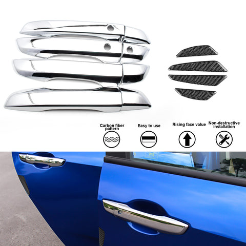 Chrome Silver Smart Door Handle + Door Edge Guard Cover Trim For Honda Civic 2016-2021