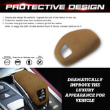 Brown Alcantara Suede Leather Gear Shift Knob Cover For Porsche Panamera 2018-up