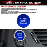 Aluminum Keyless Start Engine Stop Push Button Stickers Cover Trim Compatible with BMW 1 2 3 4 X1 Series F20 F22 F30 F32 F48 (Blue)