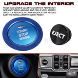 Blue Aluminum Ignition + Black Cigarette Lighter Eject Button Trim For Subaru XV