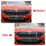 Set JDM M-Colored Front Grille Insert Trim Strip Cover for BMW G15 8 Series 2019-up  (7 Beam Bars)
