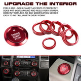 Red AC Radio Switch Knob Start Stop Button Ring Trim For Ford F150 XLT 2016-2020