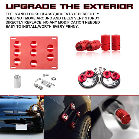 Set Tow License Plate + Air Valve Cap + Release Fastener For Fiat 500X 2016-2022