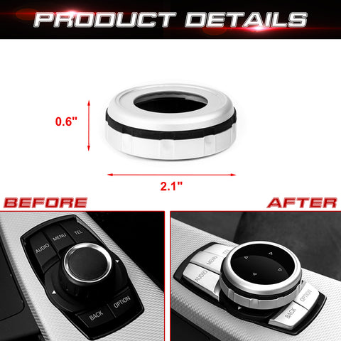 Silver Multi-Media IDrive Button Cover Decor Trim For BMW 1 2 3 4 5 7 X Series