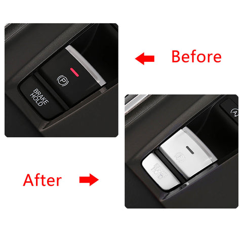 Red / Silver Aluminum Handbrake Button Cap for Honda Accord 2018-2020, Car Electronic Handbrake Parking P Gear BRAKE HOLD Frame Cover Decal Trim