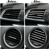 10pcs Car Accessories Interior Soft PVC AC Air Conditioner Outlet Overlay Strip Decoration Cover Trim Kit Universal Fit, Silver