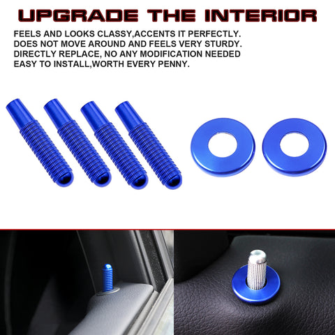 Set of Sporty Blue Alloy Bolt-On Door Lock Knob Pin For Mercedes C E GLC Class