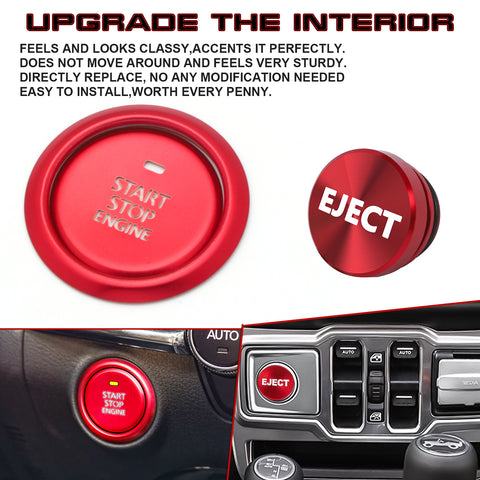 Red Alloy Engine Start + Cigarette Lighter Eject Button Trim For Mazda 3 2020-up