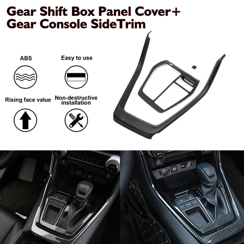 Full Set Carbon Fiber Style Interior Center Console AC Control Panel Gear Shift Lever Water Cup Holder Armrest Box Accessories Cover Trim Combo Kit, Compatible with Toyota Rav4 2019-2024