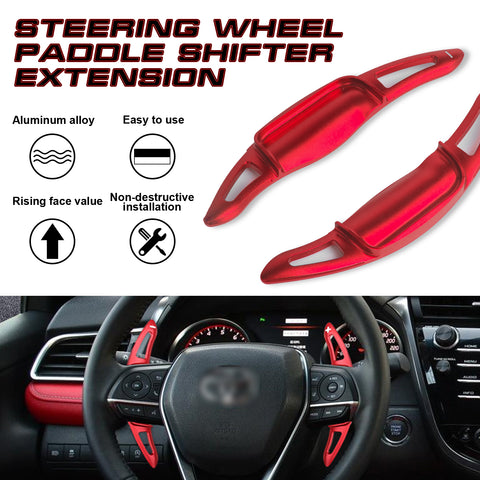 2PCS Sporty Add-on Alloy Steering Wheel Paddle Shift Extension For Toyota Camry 18-21